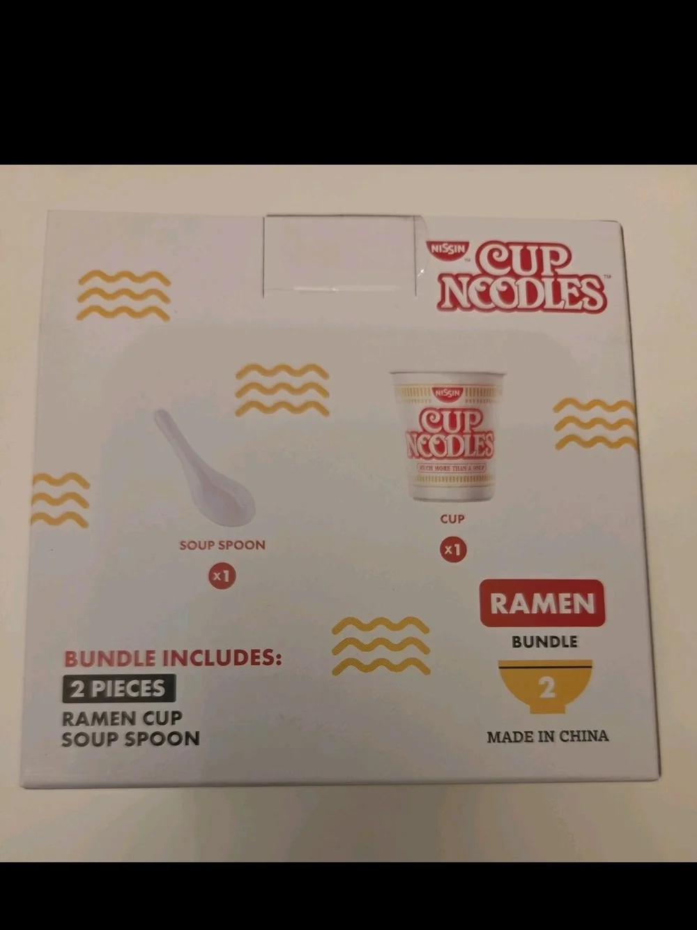 Nissin Cup Noodles Red and White Ramen Cup And Spoon Set - 2 Pieces